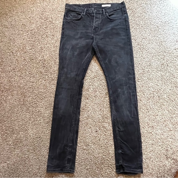 All Saints Cigarette High Rise Skinny Jeans Stone Black Gray Wash Button Fly 30 - Picture 2 of 10